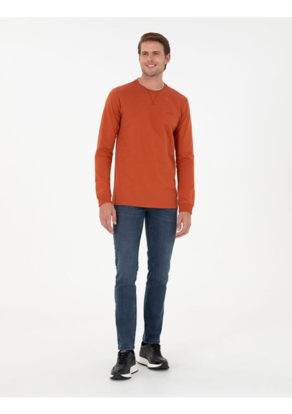 Kiremit Regular Fit Bisiklet Yaka Basic Sweatshirt