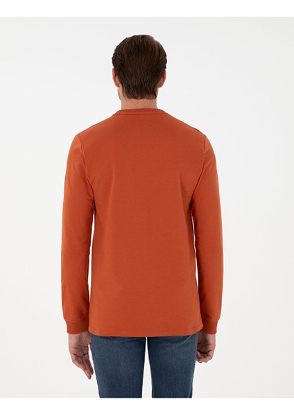 Kiremit Regular Fit Bisiklet Yaka Basic Sweatshirt