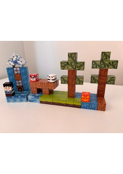 Minecraft Manyetik Küp Blok Orman Model2 Yapı Taşı 100 Parça