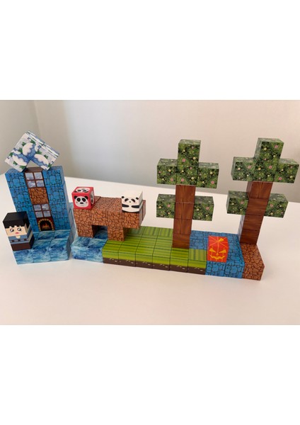 Minecraft Manyetik Küp Blok Orman Model2 Yapı Taşı 100 Parça