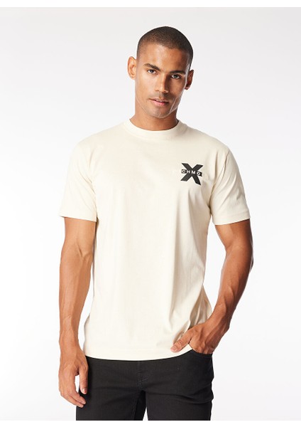 Bisiklet Yaka Kırık Beyaz Erkek T-Shirt UMP24057TS