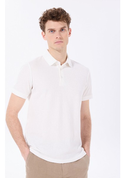Jakarlı Beyaz Erkek Polo T-Shirt F4SM-TST 0939