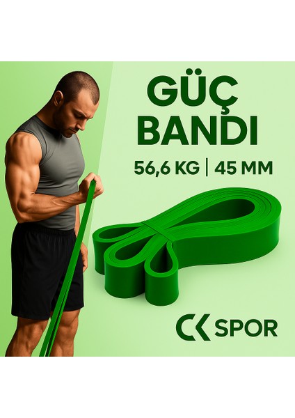 45 mm Yeşil Güç Bandı Fitness Resistance Powerband En Sert Direnç Lastiği Pilates Latex Aerobik Squat