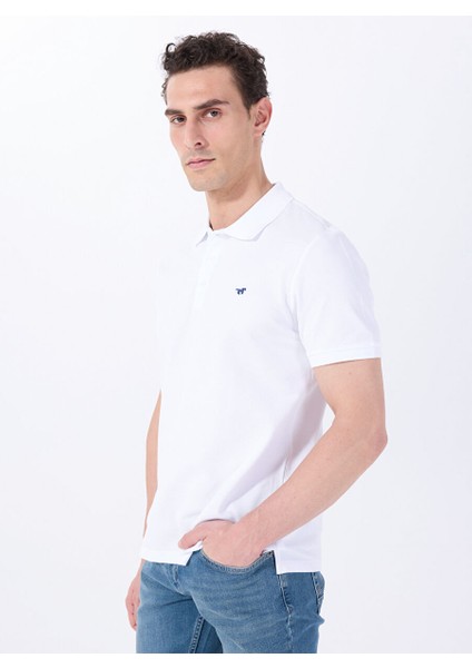 Beyaz Erkek Relaxed Baskılı Polo T-Shirt M5SM-TST1335