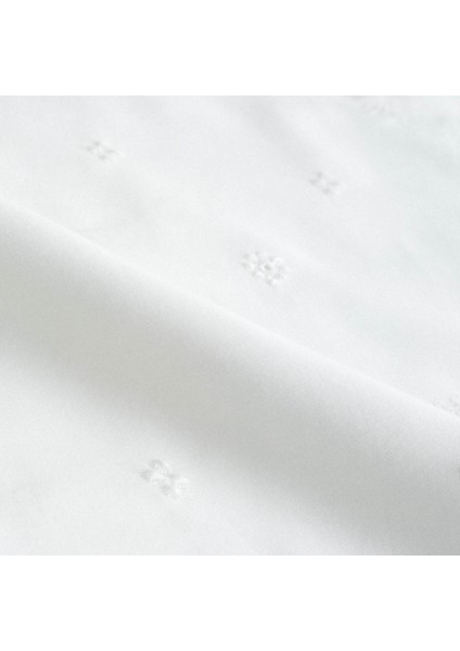 Ahter Battal Boy Nevresim Takımı Organik Pamuk Saten Brodeli Krem 240X220 cm