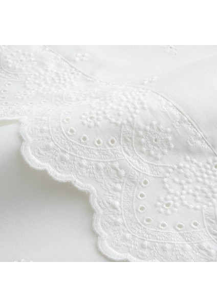 Ahter Battal Boy Nevresim Takımı Organik Pamuk Saten Brodeli Krem 240X220 cm