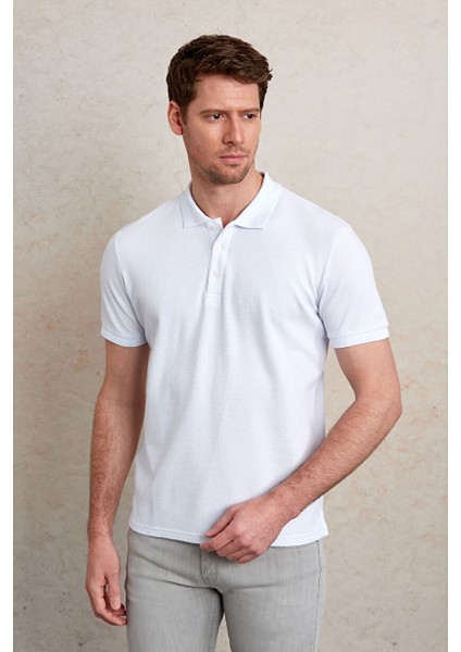 Beyaz Regular Fit Polo Yaka %100 Pamuk T-Shirt modelleri