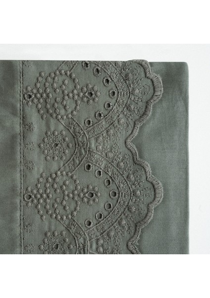 Ahter Çift Kişilik Nevresim Takımı %100 Organik Pamuk Saten Brodeli Yeşil 200X220 cm fırsatları