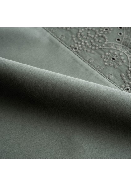 Ahter Çift Kişilik Nevresim Takımı %100 Organik Pamuk Saten Brodeli Yeşil 200X220 cm