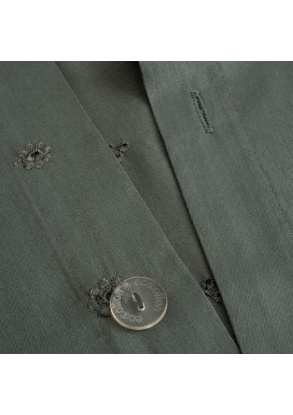 Ahter Çift Kişilik Nevresim Takımı %100 Organik Pamuk Saten Brodeli Yeşil 200X220 cm