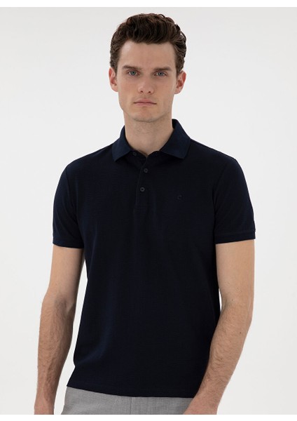 Lacivert Erkek Slim Fit Jakarlı Polo T-Shirt Asır modelleri