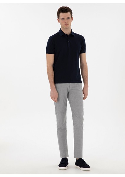 Lacivert Erkek Slim Fit Jakarlı Polo T-Shirt Asır fırsatları