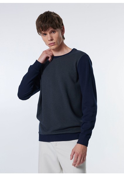 Lacivert Erkek Bisiklet Normal Baskılı Sweatshirt M4WM-SWT -1909