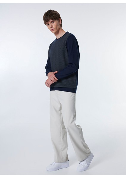 Lacivert Erkek Bisiklet Normal Baskılı Sweatshirt M4WM-SWT -1909