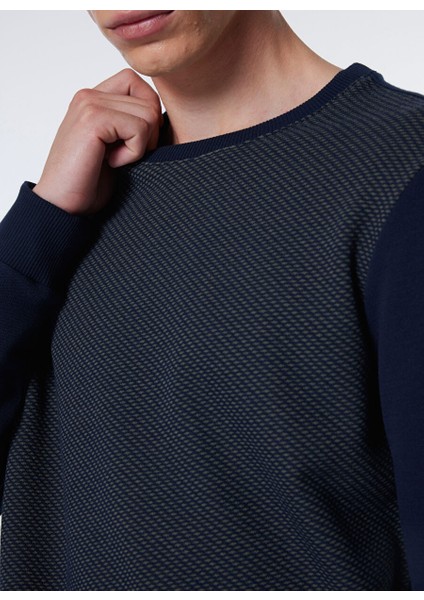 Lacivert Erkek Bisiklet Normal Baskılı Sweatshirt M4WM-SWT -1909