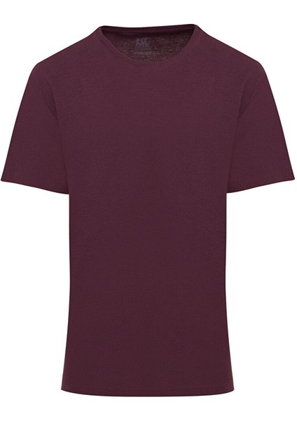 Kırmızı Slim Fit Desenli 100% Pamuk Bisiklet Yaka Tişört