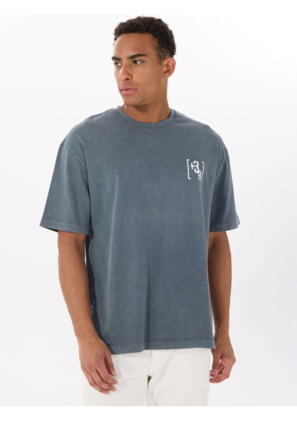 Gmg Fırenze Mavi Erkek Oversize T-Shirt ZR24MSS03051