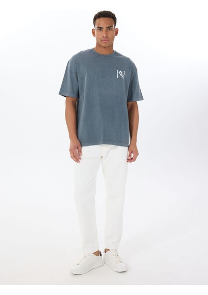 Gmg Fırenze Mavi Erkek Oversize T-Shirt ZR24MSS03051