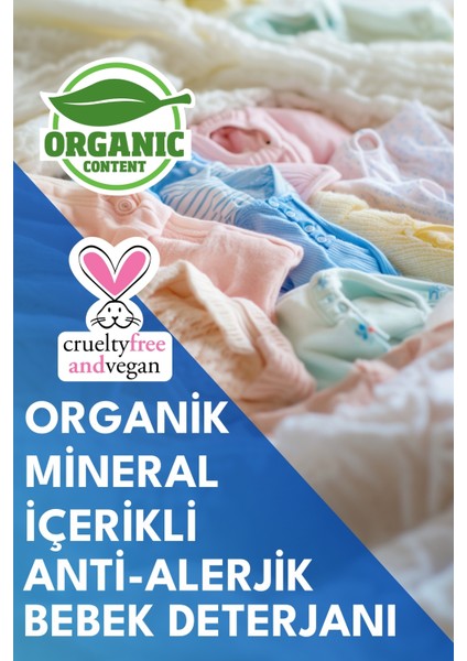 Baby Organik Antialerjik Bebek Çamaşır Deterjanı Parfümsüz 50 Yıkama indirimleri
