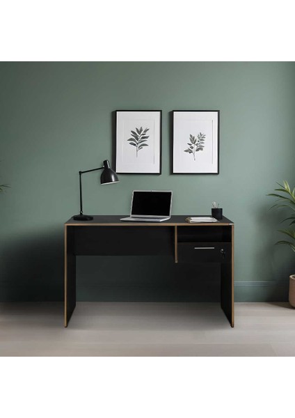 Concept Kilitli Çekmeceli Çalışma Masası-Antrasit-Kontra 120X75X60 cm (Gxyxd)