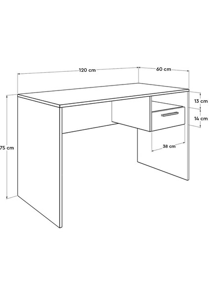 Concept Kilitli Çekmeceli Çalışma Masası-Antrasit-Kontra 120X75X60 cm (Gxyxd)