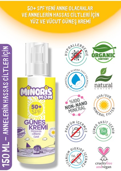 Mom Hassas Ciltler İçin Güneş Kremi Spf 50 150 ml modelleri