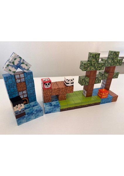 Minecraft Manyetik Küp Blok Orman Model2 Yapı Taşı 100 Parça