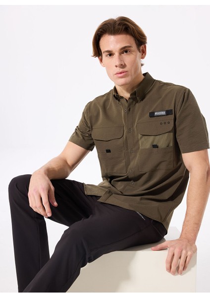 D4SM-GML3229 Haki Relaxed Fit Düz Erkek Gömlek