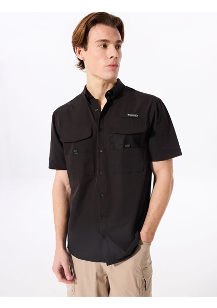 D4SM-GML3229 Siyah Relaxed Fit Düz Erkek Gömlek modelleri