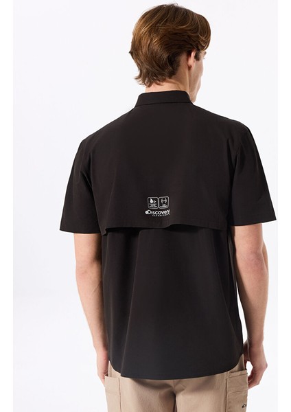 D4SM-GML3229 Siyah Relaxed Fit Düz Erkek Gömlek indirimleri