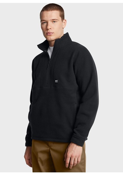 Siyah Erkek Fermuarlı Normal Düz Sweatshirt 1387570-001 Ua Expanse Fleece Hz