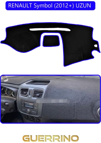 Renault Symbol (2012+) Uzun Torpido Koruma Halısı Mavi Kenar