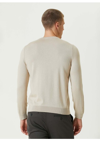 Bej Erkek Bisiklet Slim Fit Düz Kazak 1091786