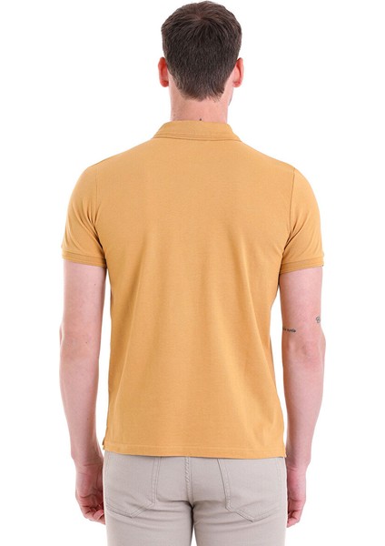 Hardal Regular Fit Düz 100% Pamuklu Polo Yaka Tişört