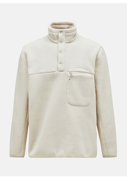 M Fleece Snap T-Neck-Sand Fog Fermuarlı Yaka Normal Kalıp Erkek Polar Sweatshırt