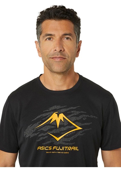 2011C981-001FUJITRAIL Logo Ss Top Siyah Erkek Bisiklet Yaka Regular Fit Baskılı T-Shirt