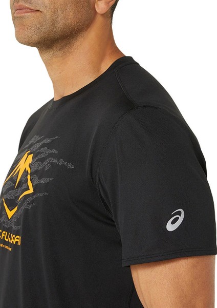 2011C981-001FUJITRAIL Logo Ss Top Siyah Erkek Bisiklet Yaka Regular Fit Baskılı T-Shirt