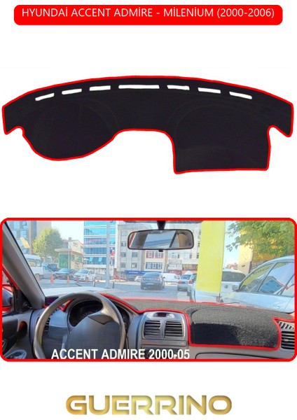 Hyundai Accent Admire/milenium 2000-2006TORPİDO Koruma Halısı Kırmızı Kenar
