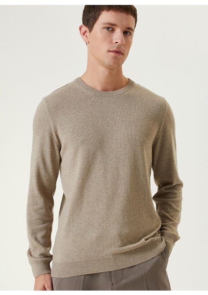 Bej Erkek Bisiklet Slim Fit Düz Kazak 1091812