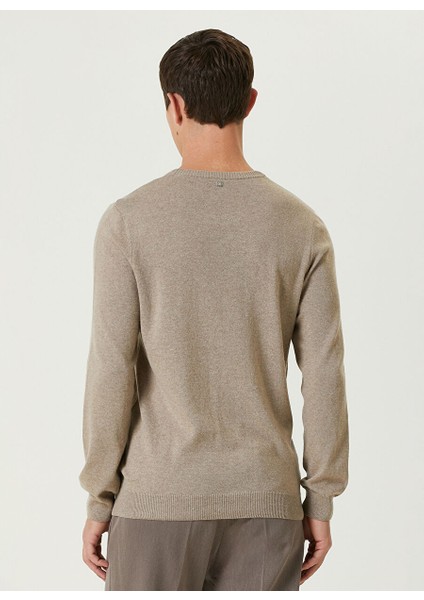 Bej Erkek Bisiklet Slim Fit Düz Kazak 1091812