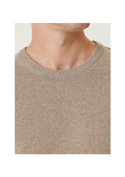 Bej Erkek Bisiklet Slim Fit Düz Kazak 1091812