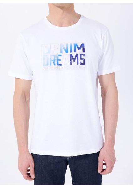 Beyaz Erkek Relaxed Baskılı T-Shirt M5SM-TST1292 fırsatları