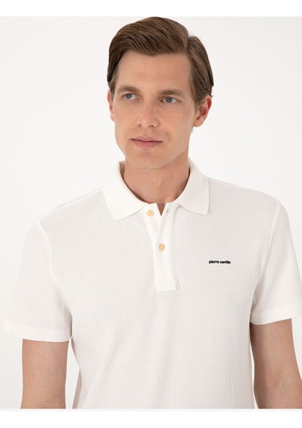 Ekru Slim Fit Örme Dokulu Polo Yaka Tişört fiyatları