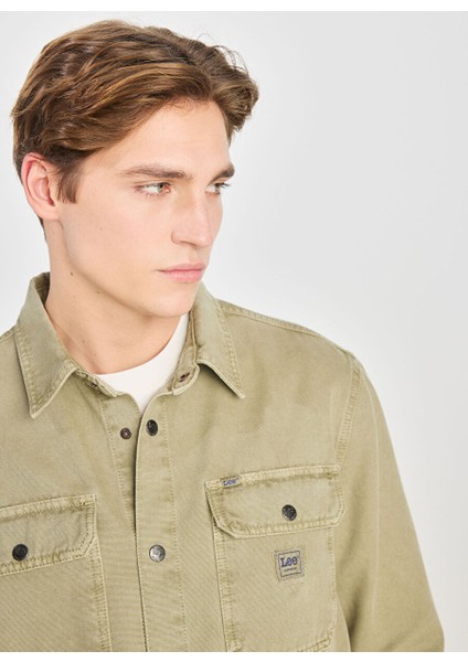 Yeşil Erkek Relaxed Gömlek L68D2302526 Kalın Non Denim Gömlek