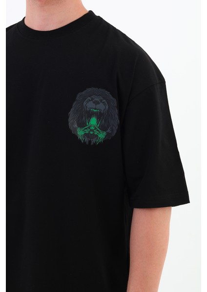 Mıghty Fall-Oversize Tişört | Sırt Baskılı – Minimal Göğüs Desenli Unisex Tshirt
