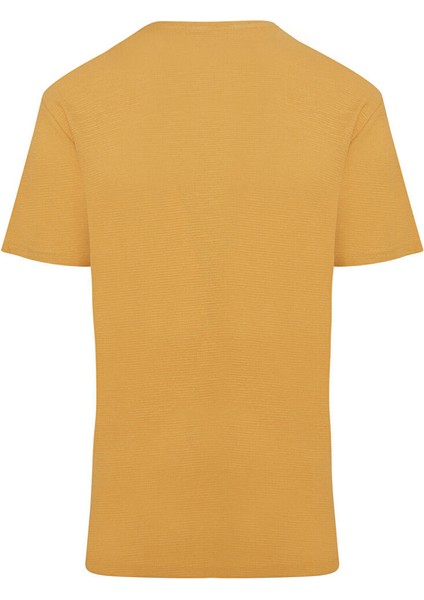 Hardal Slim Fit Desenli 100% Pamuk Bisiklet Yaka Tişört