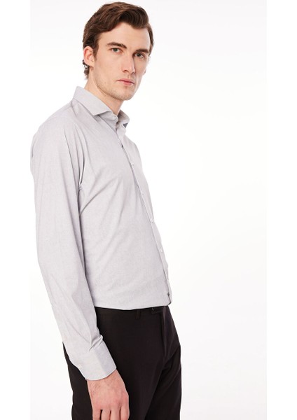 Slim Fit Gömlek Yaka Fildişi Erkek Gömlek A276JORDANS98G-