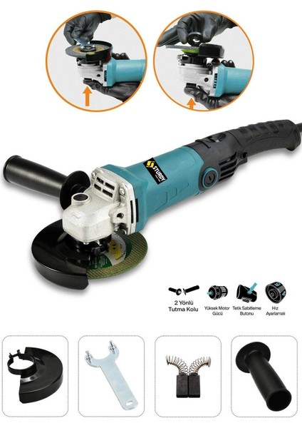 Power Tools Professional 888 Watt 125 mm Avuç Içi Taşlama Makinesi