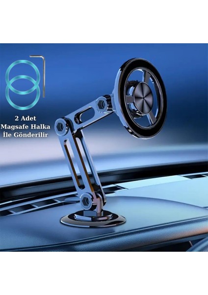 Süper Manyetik Pro Magsafeli Manyetik Araç Içi Telefon Tutucu Torpido Üstü Nano Yapışkanlı