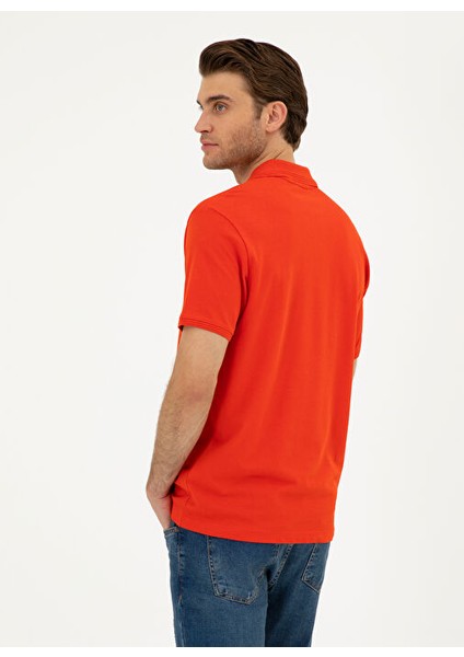 Düz Kırmızı Erkek Polo T-Shirt Sunny